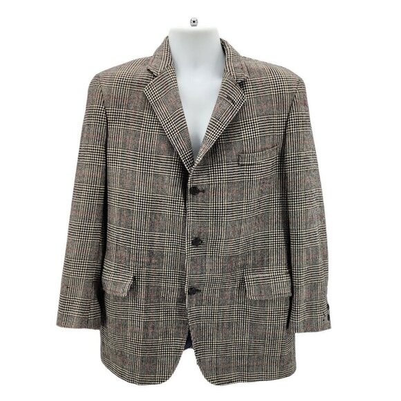 Vintage Jos.A.Bank Clothiers Wool Houndstooth Tweed Blazer Jacket Mens 42 - Picture 1 of 8